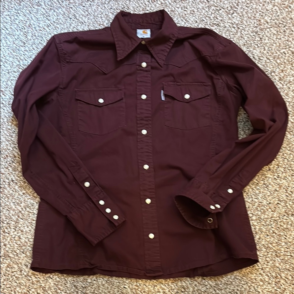 Carhartt Women's Button Down Shirt - Maroon